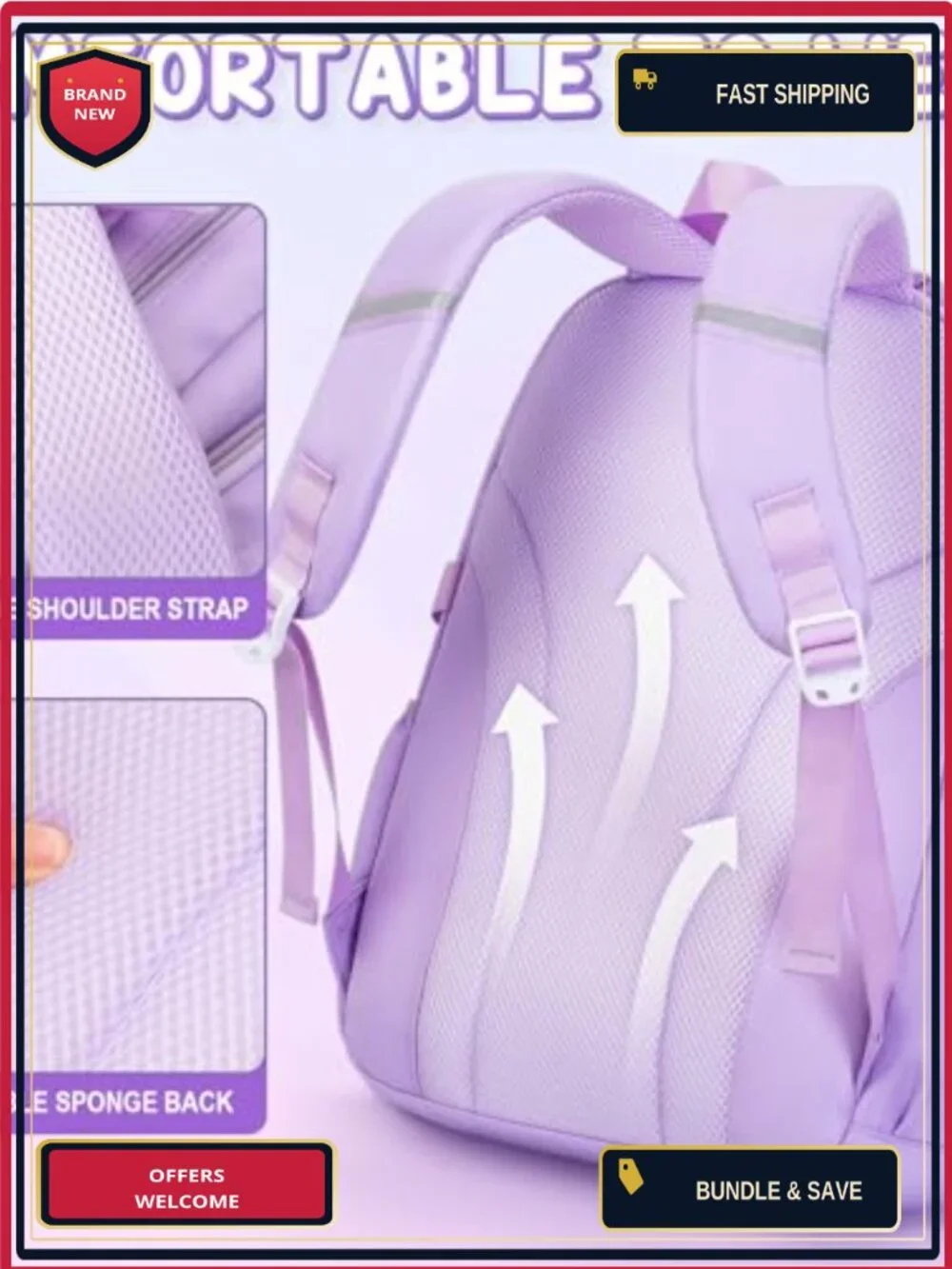 Waterproof School Backpack Set for Girls with Lunch Bag and Pencil Case,
